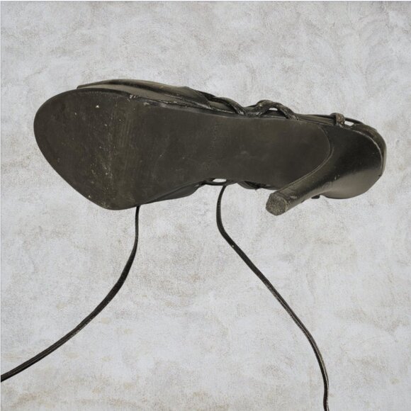 COLIN STUART -- Black Lace-Up Stiletto Heels, Ultra High, Platform, Rarely Worn - Picture 8 of 9